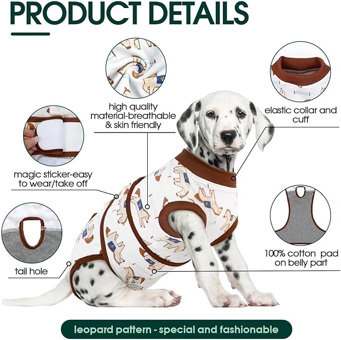 Kuoser Dog Recovery Suit for Post-Surgery Care, Spay Neuter Bodysuit for Female & Male Dogs, Anti-Licking Surgical Onesie, Snug Fit for Abdominal Wound Protection & Skin Healing, BrownPony XS