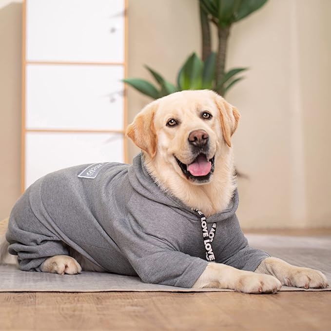 Dog Hoodies Winter Coat for Large Medium Dogs, Pullover 8 Legs Warm Coat Hooded Sweatshirt, Fleece Hoodie for Cold Weather (Grey, 4X-Large)