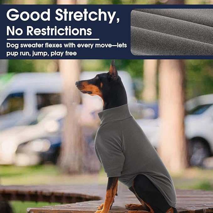 IECOii 2 Pack Dog Fleece Sweater for Small Dogs, Warm Dog Turtleneck with Stretch for Dachshund, Cozy Fall Winter Pullover Dogs Sweatshirt with Sleeve, Indoor & Outdoor Sweaters for Walking, M