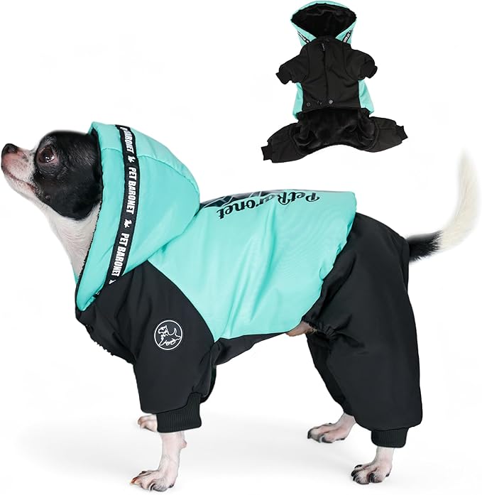 Waterproof Full Body Winter Jacket for Dogs, Dogs Snowsuit, Perfect for Cold Weather, Ideal for Small and Medium Breeds (Blue, XL:Chest 18.9'', Length: 14.2'')