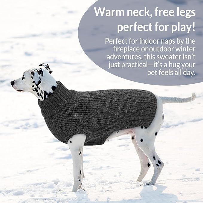Dog Sweater Pullover, Cable Knit Dog Christmas Sweater, Dogs Sweaters for Small Medium Large Dogs with Harness Hole,Puppy Sweaters Boy Or Girl(Grey,XL)