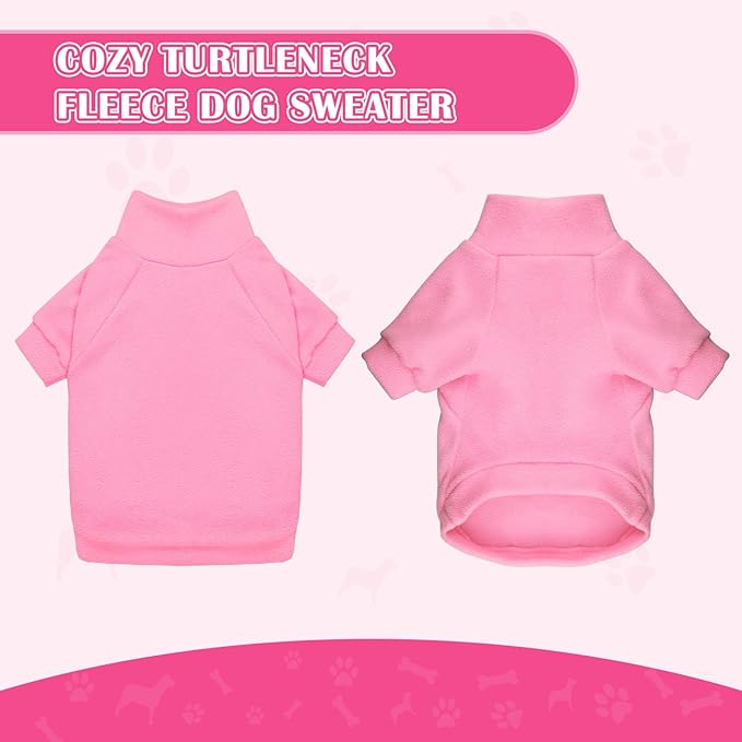 3 Pack Dog Sweaters for Large Dogs, Fleece Dog Sweater Large Pet Clothes Turtleneck Soft Warm Sweatshirt Boy Girl Pet(Pink+Hotpink+Purple,L)