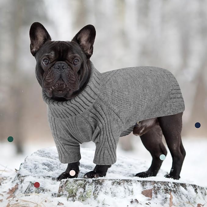 IECOii XXL Dog Sweater,Thermal Knit Big Dog Sweater with Sleeve,Pet Turtleneck Doggy Sweatshirt for Extra Large Dogs Boy Girl,Stretchy Large Dogs Cold Weather Outfit Pitbull Clothes,(Light Grey,XXL)