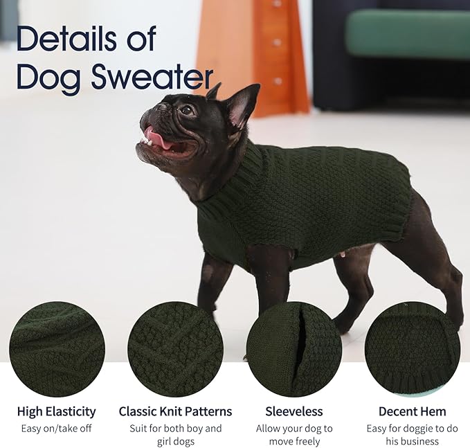 IECOii Large Dog Sweater - Neutral Thick Warm Dog Sweater for Male & Female Dogs, XL Size for Christmas, Thanksgiving, Halloween