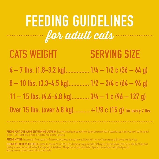 Tiki Cat Born Carnivore High Protein, Deboned Chicken & Egg, Grain-Free Baked Kibble to Maximize Nutrients, Dry Cat Food, 11.1 lbs. Bag