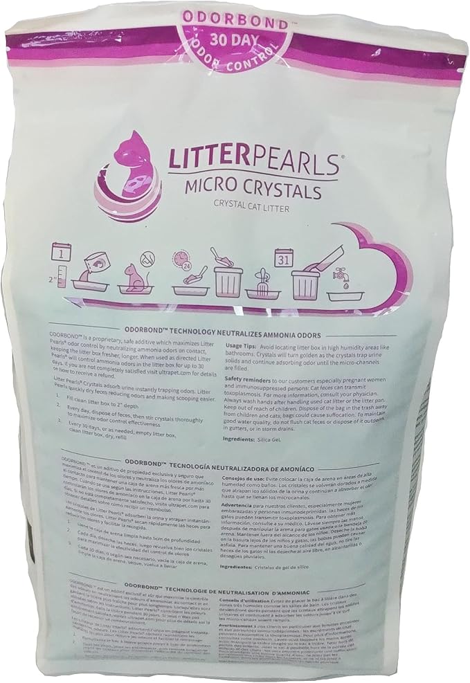 Litter Pearls Micro Crystals Unscented Non-Clumping Crystal Cat Litter with Odorbond, 10.5 Pounds