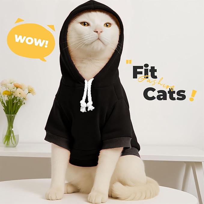 PETCARE Dog Hoodie Sweaters for Small Medium Dogs Cats Cute Soft Warm Fleece Puppy Sweaters Dog Clothes Hoodies Sweatshirt Reflective Fall Winter Chihuahua Yorkie French Bulldog Outfits, Black