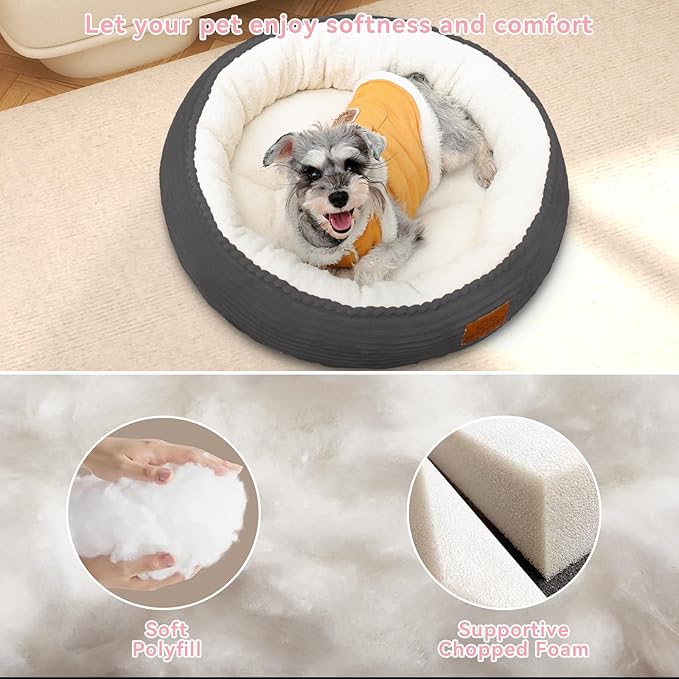 Zerbuger 30in Dog Bed Sofa for Small/Medium/Large Dogs, Machine Washable Supportive Foam Pet Couch with Washable Removable Mat and Non-Slip Bottom, Pet Cuddler for Indoor/Outdoor/Car/Cage, Dark Grey