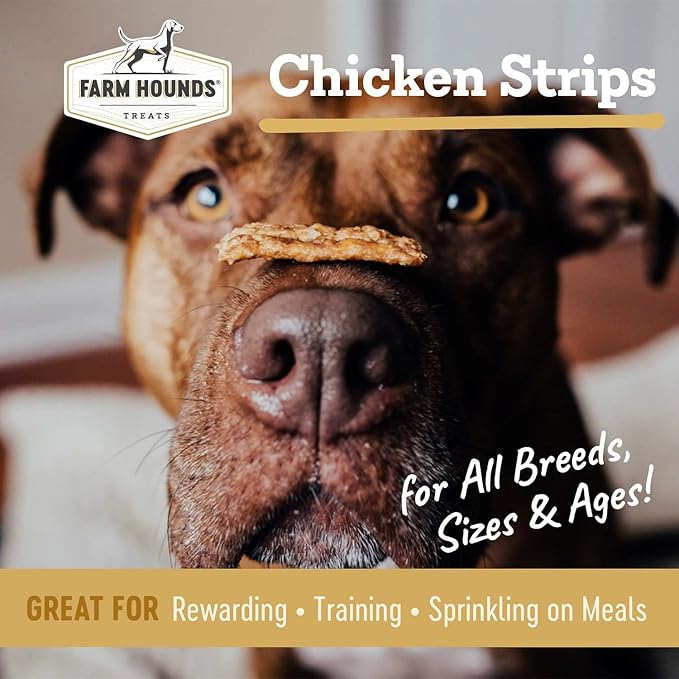 Farm Hounds - Chicken Strips - Premium Natural Jerky for Dogs - 100% Humanely Raised Chicken- Break-to-Size - Great for Training & Treats - No Added Fillers - Made in USA - 2 Pack
