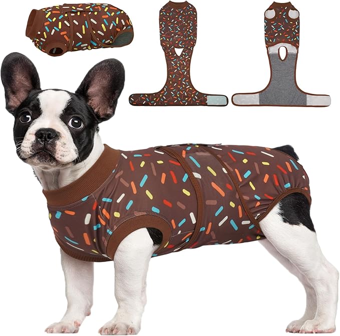 Kuoser Dog Recovery Suit for Post-Surgery Care, Spay Neuter Bodysuit for Female & Male Dogs, Anti-Licking Surgical Onesie, Snug Fit for Abdominal Wound Protection & Skin Healing, Brown M
