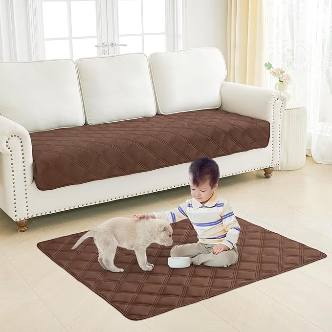 Smiry Waterproof Dog Bed Cover Blanket 52x82, Soft Reversible Pet Blanket, Washable Leakproof Cats Dogs Couch Cover for Sofa, Couch, Furniture, Lattice, Brown/Brown