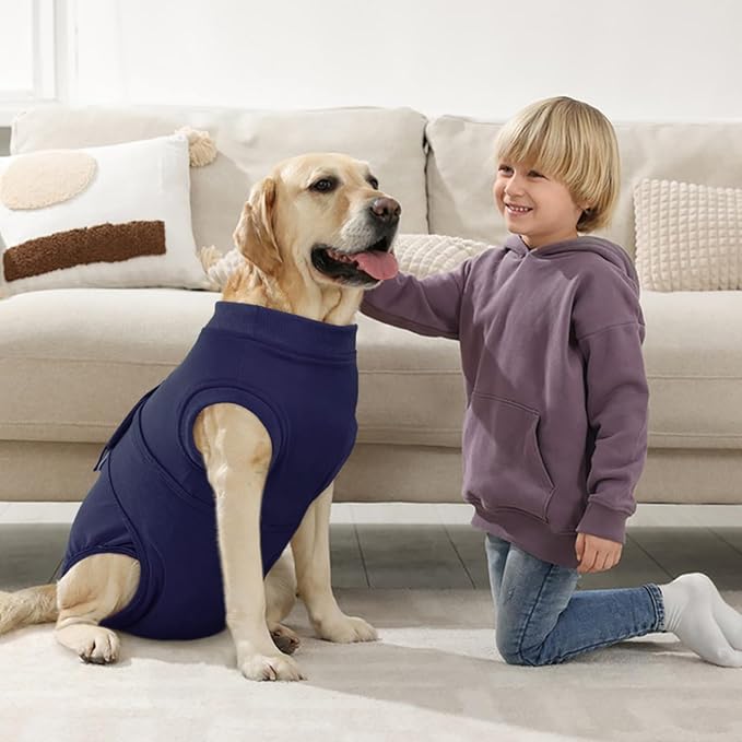 Kuoser Surgery Suit for Female Spay, Male Neuter - Recovery Onesie, Anti-Licking Clothes for Abdominal Wounds, Puppy Surgical Bodysuit Shirt, E-Collar & Cone Substitute