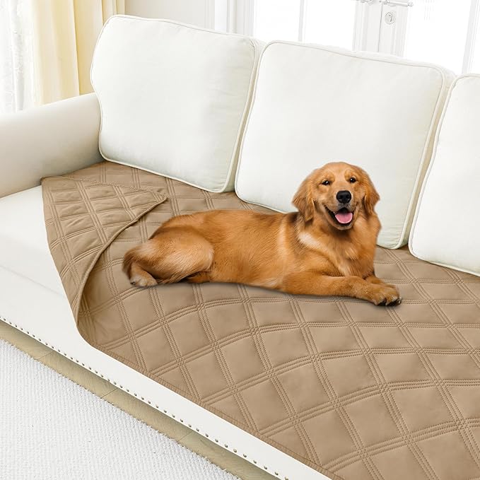 Smiry Waterproof Dog Bed Cover Blanket 40x70, Soft Reversible Pet Blanket, Washable Leakproof Cats Dogs Couch Cover for Sofa, Couch, Furniture, Lattice, Camel/Camel