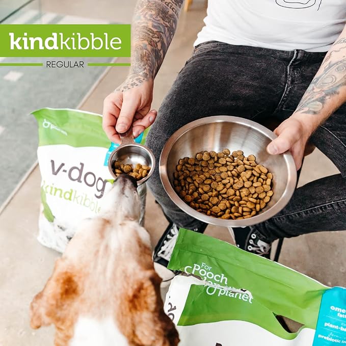 V-dog Vegan Kibble Dry Dog Food (24 LB) | Plant Based Protein with Added Taurine for Sensitive Stomach and Skin | Adult Dog Food | Vegetarian Superfood | Made in US