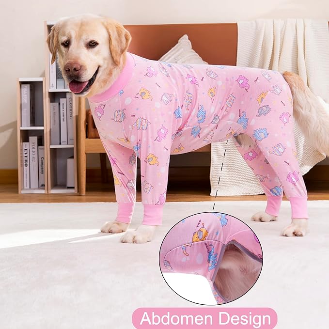 Dog Recovery Suit After Surgery Female Male, Medium Large Dog Neuter Shirt Cone Alternatives Prevent Licking Surgical Onesies (Elephant, 7XL)