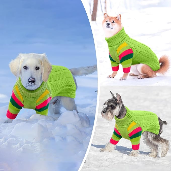 Dog Sweaters Turtleneck, Large Dog Sweater Thick Warm, Stretchy Winter Sweaters for Large Size Dogs, Warm Thick Christmas Dogs Sweater, St Bernard, Great Dane (Green XXXXXL)