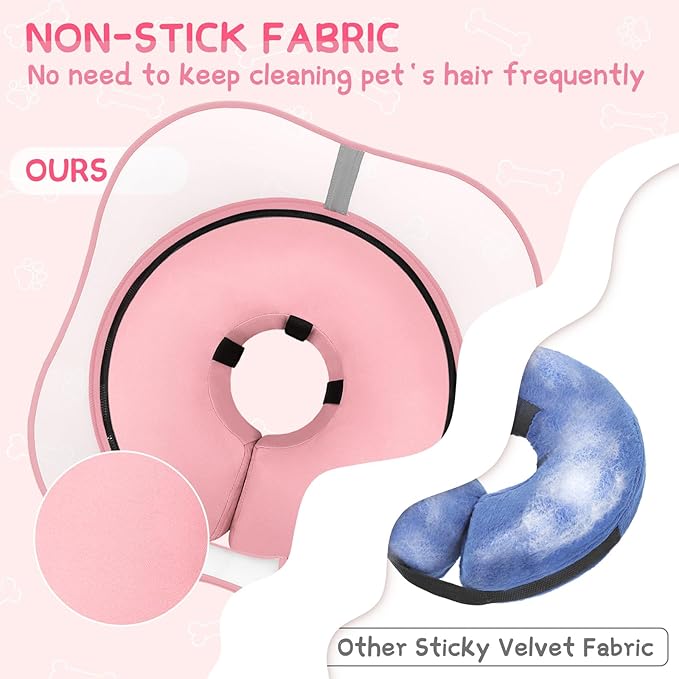 Supet Raised Inflatable Dog Cone Collar to Stop Licking, Soft Dog Cone Alternative After Surgery, Pet Neck Donut Collar for Small Medium Large Dogs