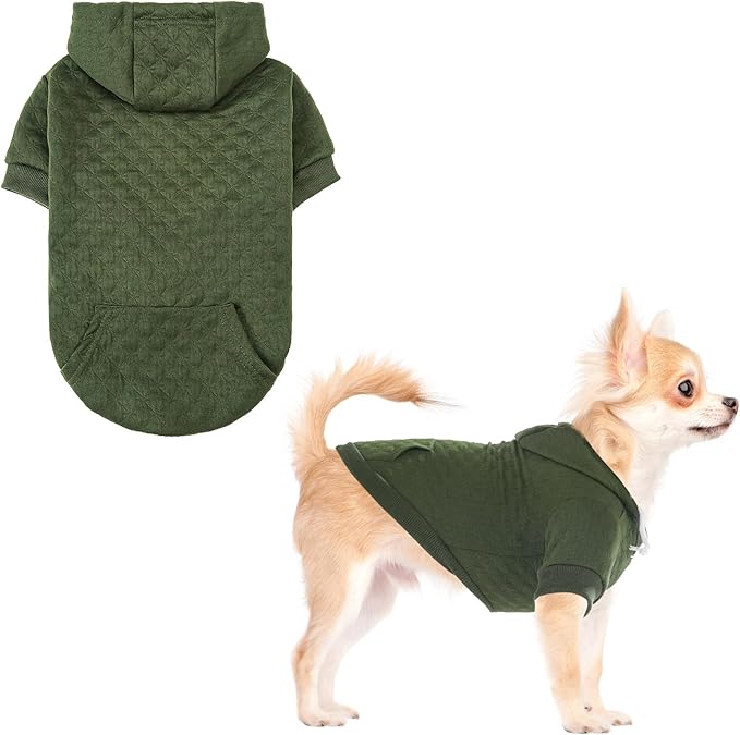 KOOLTAIL Dog Hoodie for Small Medium Large Dogs, Ultra-Warm & Soft Winter Fall Fleece Dog Hooded Sweatshirt Clothes Sweater, Lightweight Pullover Coat for Boy Girl Bulldog Pitbull Puppy Cats,Green S