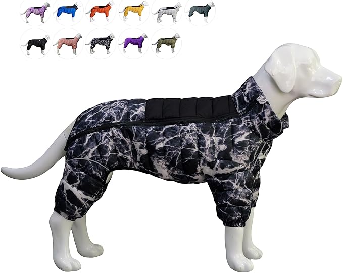 Micai Warm Dog Coat - 4 Legs Covered Waterproof Windproof Reflective Vest, Zippered Adjustable Outdoor Snow Jacket for Small Medium Large Dogs - Black M