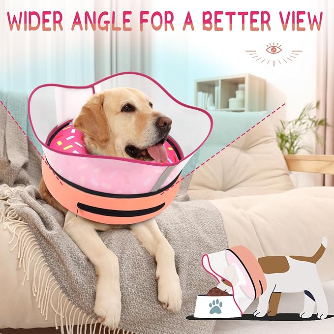 Supet Raised Inflatable Dog Cone Collar to Stop Licking, Soft Dog Cone Alternative After Surgery, Doggie Neck Donut Collar for Small Medium Large Dogs