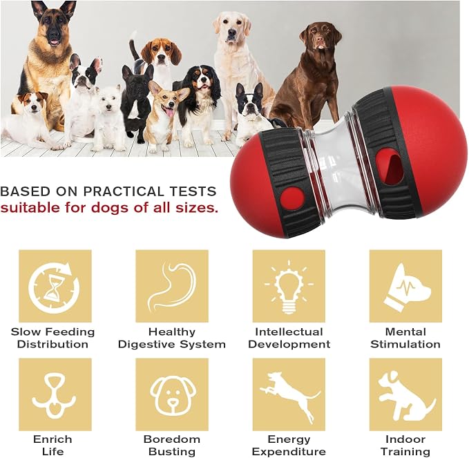 Dog Puzzle Treat Toy,Adjustable Treat Dispensing for Puppy Slow Feeding,Rolling Shape,Interactive for Dog Boredom Reduction,Mental Stimulation and Physical Exercise,Safe and Durable,All Breeds.