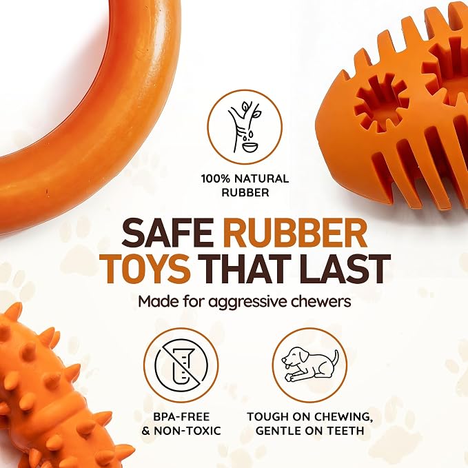 Wildfang® Squeaky Dog Toys for Aggressive Chewers, Rocket - Squeaking Rubber Dog Toys, Supports Dental Health, Teething, Outdoor & Indoor Play Dog Toy for All Breeds