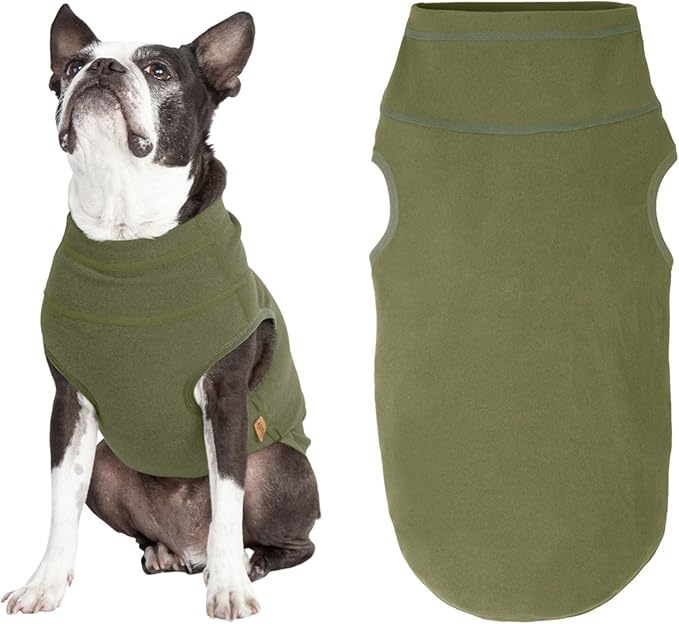 Gooby Microfiber Stretch Fleece Vest Dog Sweater - Olive Green, Medium - Warm Pullover Microfiber Fleece Dog Jacket for Small to Large Dogs