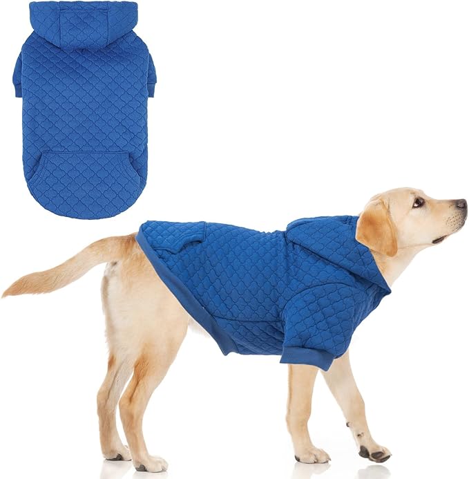KOOLTAIL Dog Hoodie for Large Dogs, Ultra-Warm & Soft Winter Fall Fleece Large Dog Sweater Hooded Sweatshirt Clothes, Lightweight Pullover Coat for Boy Girl Labrador Great Dane Pitbull, Blue L