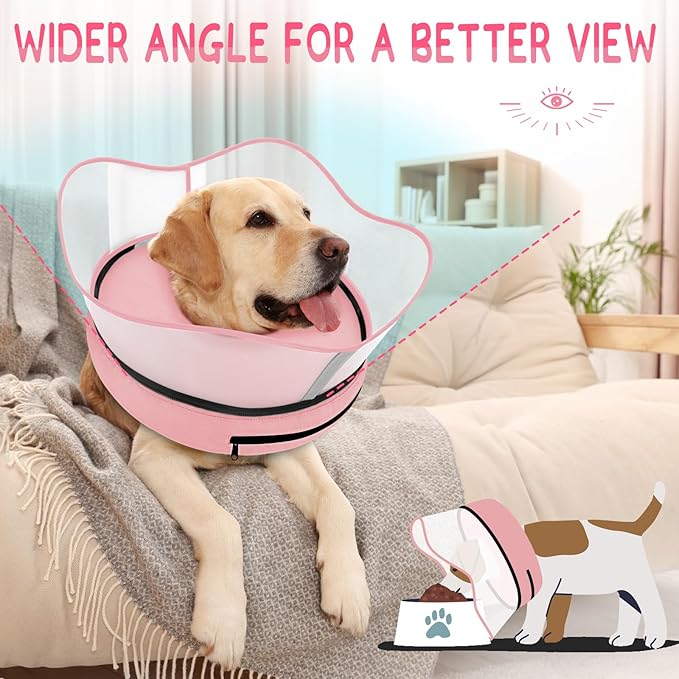 Supet Raised Inflatable Dog Cone Collar to Stop Licking, Soft Dog Cone Alternative After Surgery, Pet Neck Donut Collar for Small Medium Large Dogs