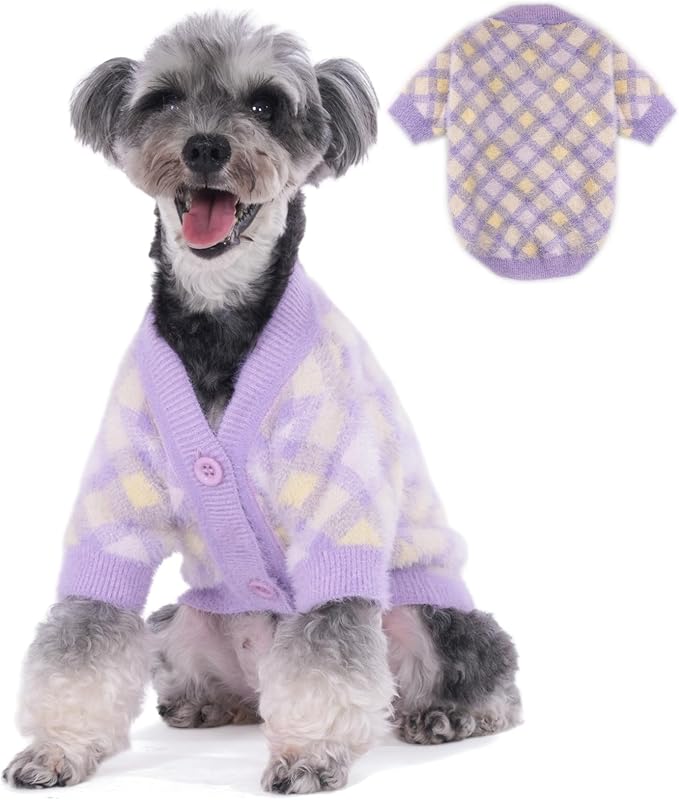 Dog Sweater, Sweaters for Small Dogs, Warm Soft Pet Clothes for Puppy, Medium Large Cat, Dogs Girl or Boy, Dog Shirt for Winter Christmas (Purple, Small)