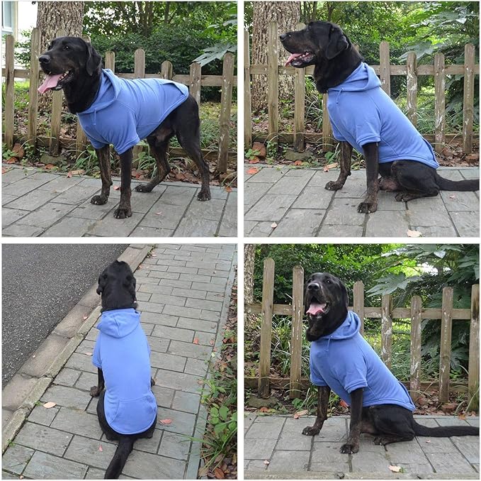 Lovelonglong Blank Basic Hoodie Sweatshirt for Dogs 100% Cotton Fits Small Medium Dachshund Large Dog Royle Blue D-M
