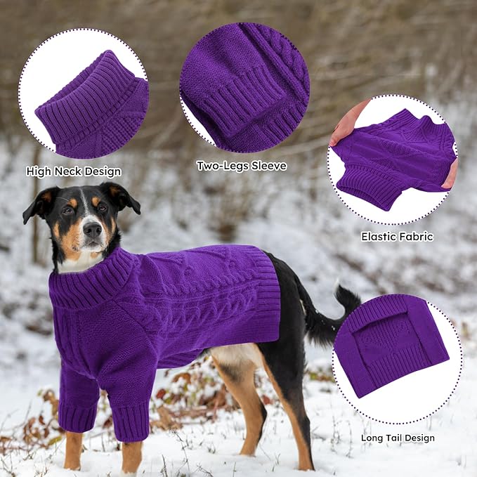 ASENKU Knitted Dog Sweater, Pullover Big Thermal Dog Winter Sweater, Turtleneck Doggy Sweaters for Large Medium Dogs Boy Girl,Warm Pet Sweatshirt for German Shepherd,Great Dane,4XL