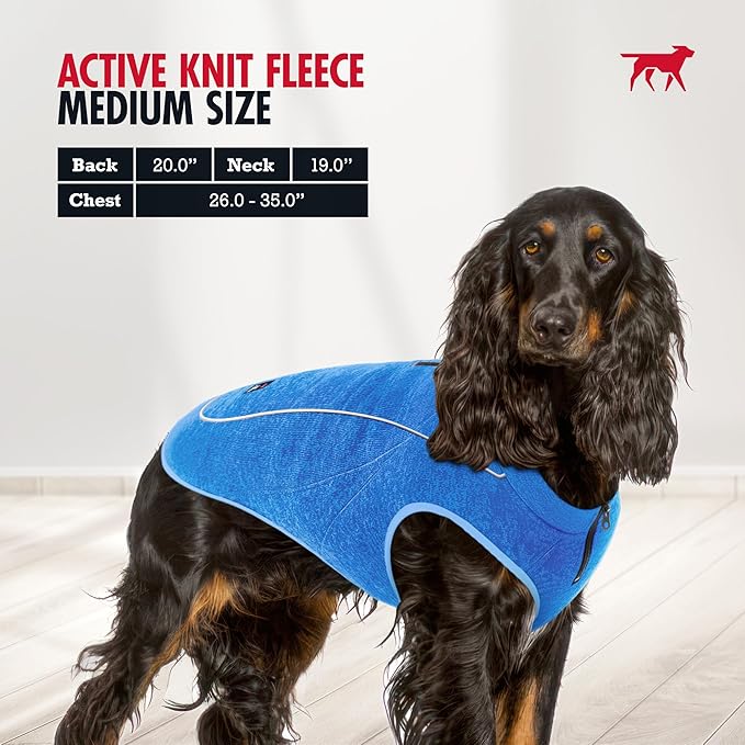 Insulated Fleece Sweater for Dogs | Lightweight Warm Dog Vest | Zipper Port for Harness | Cold Weather Winter Jacket | Rain Snow Repellant Coat | Adjustable for Small Medium Large Male Dogs (Blue/M)