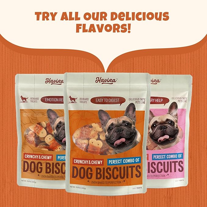Havira Chicken Wrapped Biscuits Dog Treats, 16oz Training Treats for Dogs Rewards Snacks for Small & Large Breeds, Pumpkin Flavor