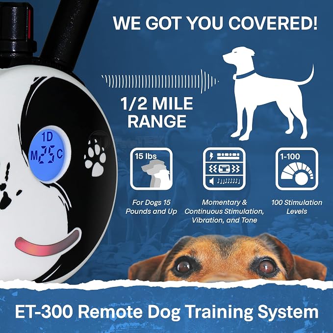 Educator ET-302 Zen Mini E Collar for Dog Training with Remote - 1/2 Mile Range, Waterproof, 100 Blunt Stimulation Levels, Tone or Vibration Mode, Night Light for Small, Medium & Large Dogs (2 Dogs)