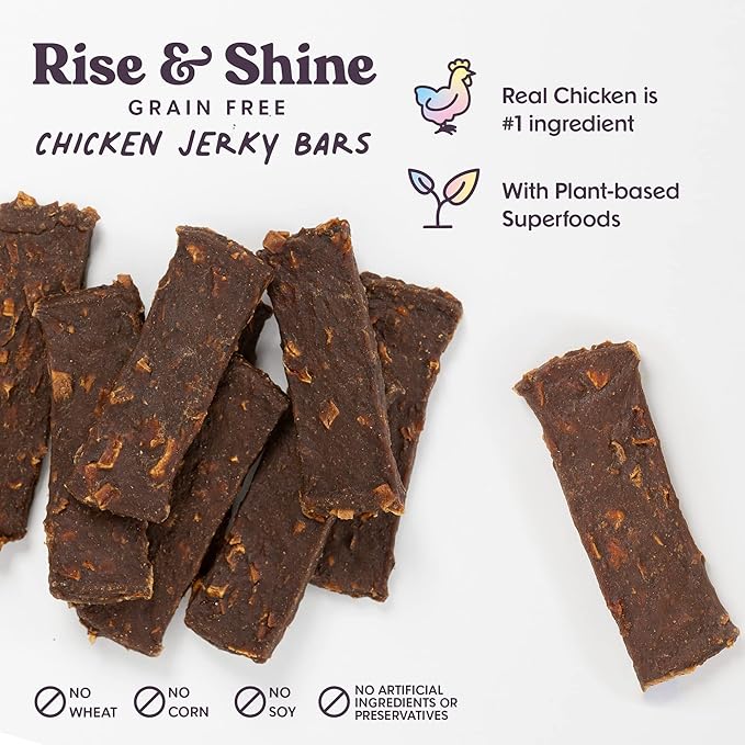 Bundle x Joy Dog Treats Jerky Snack Bars, Variety 3-5 oz Bags, Training Treats, Natural Superfood Grain Free, Real Salmon, Chicken, Beef, Superfoods, Corn & Soy Free