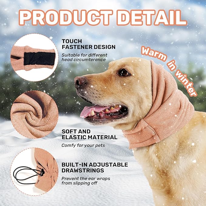 Dog Calming Hoodie, No Shake Ear Wraps for Dogs, Adjustable Dog Ear Muffs for Noise Protection, Ear Wrap Head Cover for Head Warp Anxiety Relief, Hematoma, Grooming and Force Drying