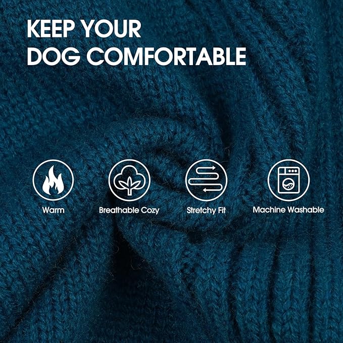 IECOii XXXL Dog Sweater,Warm Dog Sweaters for Extra Large Dogs Girl Boy,Stretchy & Cozy,Turtleneck Knitted Pullover for Pet Wear On Christmas,Easy On Doggy Sweatshirt for Labrador (Peacock Blue,3XL)