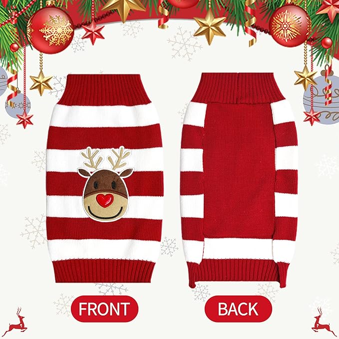 NACOCO Dog Reindeer Sweaters Dog Sweaters New Year Christmas Pet Clothes for Small Dog and Cat (Red, Medium)