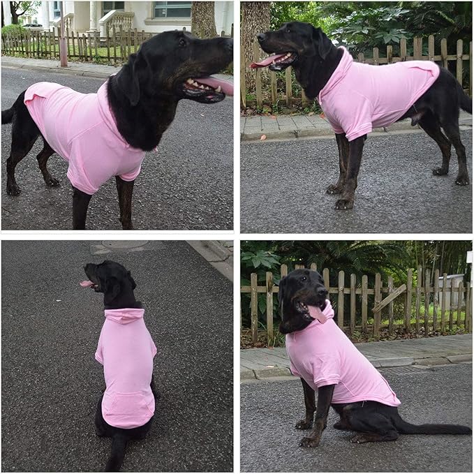 Lovelonglong Blank Basic Hoodie Sweatshirt for Dogs 100% Cotton Fits Small Medium Dachshund Large Dog Pink XXL