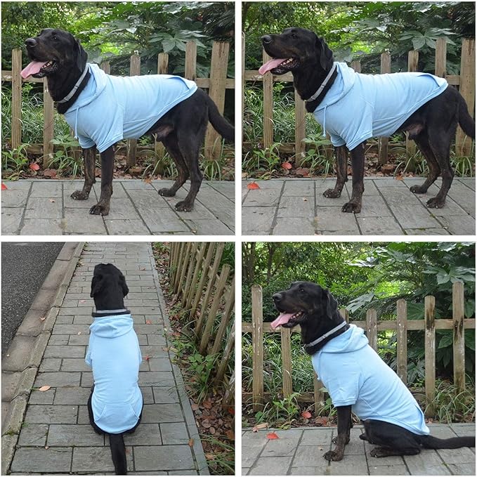 Lovelonglong Blank Basic Hoodie Sweatshirt for Dogs 100% Cotton Fits Small Medium Dachshund Large Dog Sky-Blue L