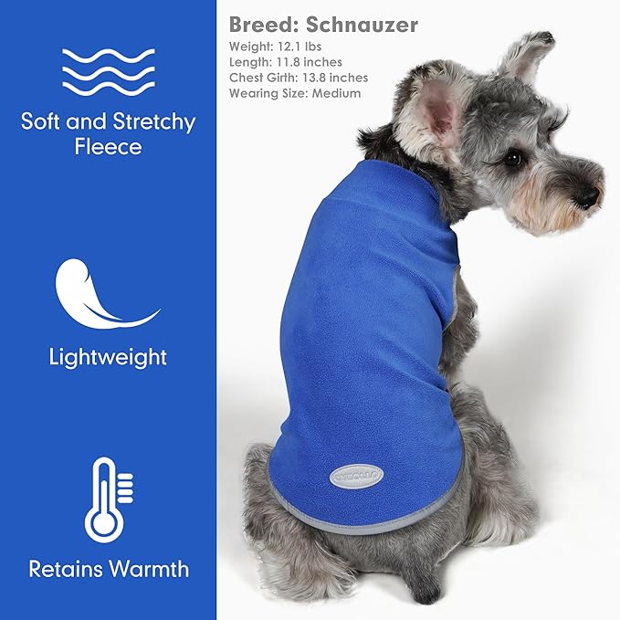 cyeollo 2 Pack Fleece Dog Sweater Pullover Dog Sweatshirt Reflective Lightweight Sweaters Pet Clothes for Small Dogs Boy Pet Apparel Blue, Mist Blue, S