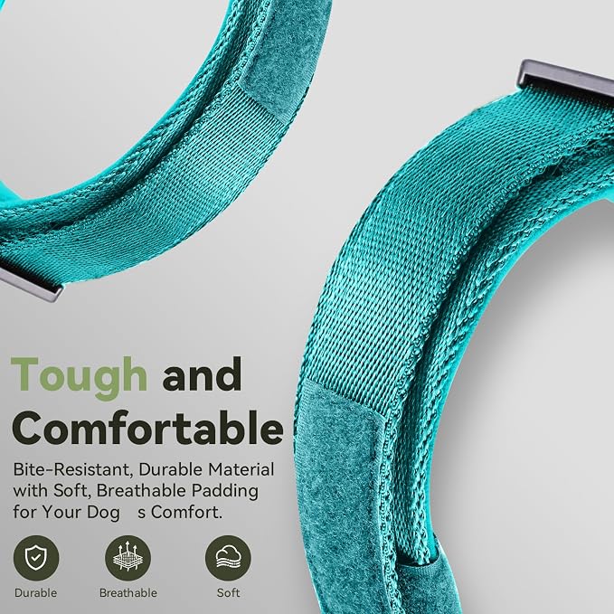 2026 Upgrade Waterproof Tactical AirTag Dog Collar, Built in AirTag Holder | Comfortable Control Handle, Quick Release Metal Buckle, Durable 1000D Nylon, For Medium to Large Dogs, Blue, XL