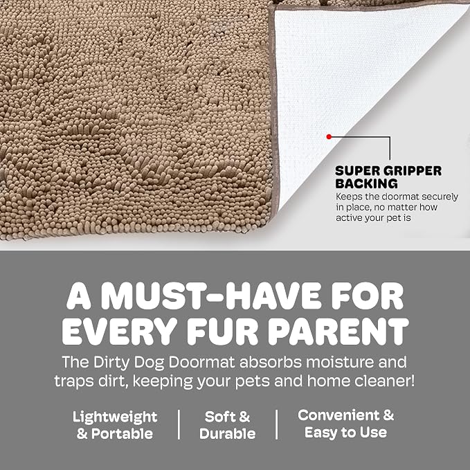 Dog Gone Smart Dirty Dog Doormat - Super Absorbent - Latte, 23 x 16 in | Polyamide Rug Pulls in Moisture & Dirt - Fast Drying for Clean Floors, Non-Slip, Machine Washable Mat for Muddy Paws