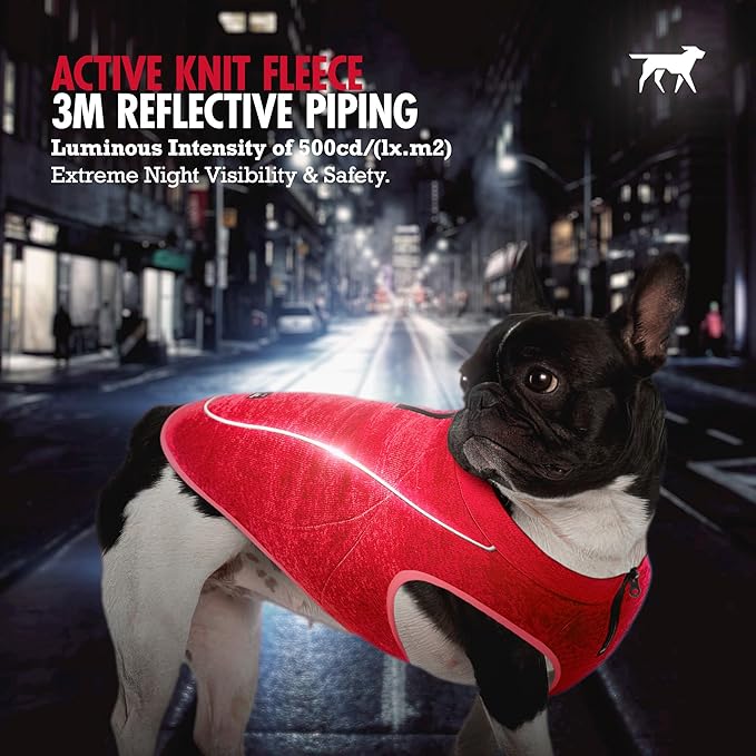 Insulated Fleece Sweater for Dogs | Lightweight Warm Dog Vest | Zipper Port for Harness | Cold Weather Winter Jacket | Rain Snow Repellant Coat | Adjustable for Small Medium Large Girl Dogs (Red/XS)