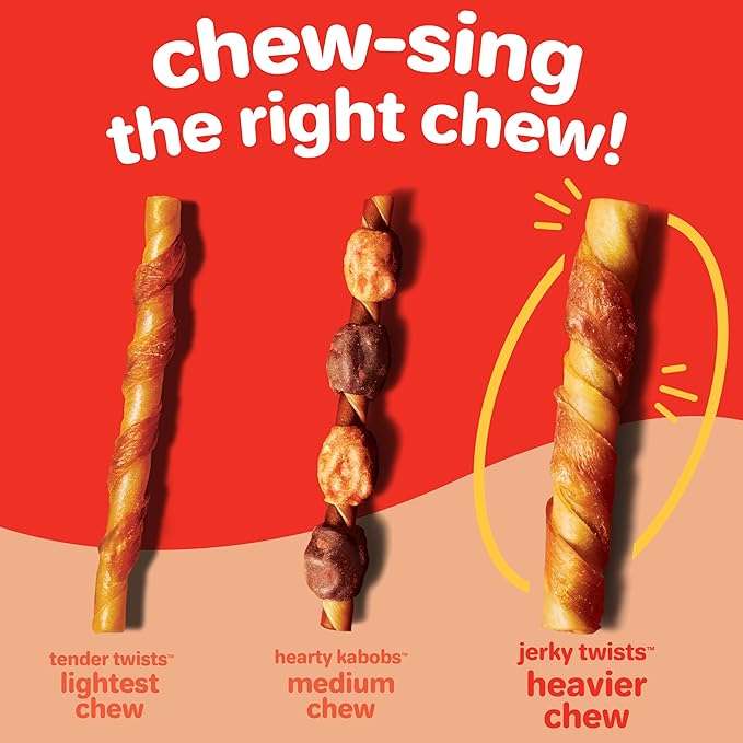 Hartz Oinkies Jerky Twists with Naturally Smoked Pork & Real Chicken Breast Dog Treats, Highly Digestible Long Lasting Dog Chews, 8 Count