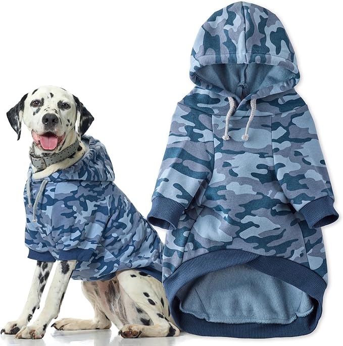 Rocky II - The Extra Comfy Hoodie, Organic Cotton and Recycled Poly Dog Hoodie Pet Coat Sweater for Small, Medium, Large Dogs, Navy Camo, XX-Large