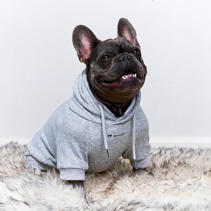 Tuff Pupper Dog Hoodie | Premium Quality Insulated Fabric | Ultra Soft Interior for Superior Comfort | Elastic Cuffs & Drawstring for Warmth | Stretch Fit Suitable for All Breeds (Gray, S)