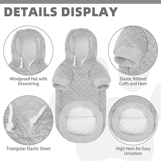 KOOLTAIL Dog Hoodie for Large Dogs, Ultra-Warm & Soft Winter Fall Fleece Large Dog Sweater Hooded Sweatshirt Clothes, Lightweight Pullover Coat for Boy Girl Labrador Great Dane Pitbull, Gray L