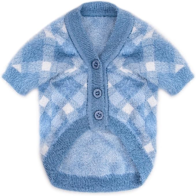 Dog Sweater, Sweaters for Small Dogs, Warm Soft Pet Clothes for Puppy, Medium Large Cat, Dogs Girl or Boy, Dog Shirt for Winter Christmas (Blue, Large)